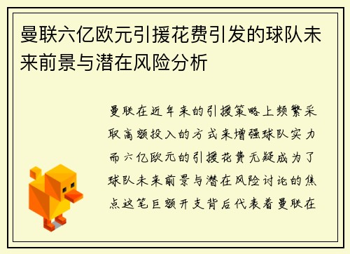 曼联六亿欧元引援花费引发的球队未来前景与潜在风险分析