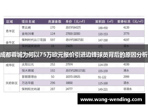成都蓉城为何以75万欧元报价引进边锋球员背后的原因分析